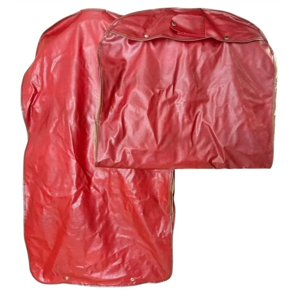 Sears Vtg Garment Bags Set of 2 Red & Beige Zipper Closure 41